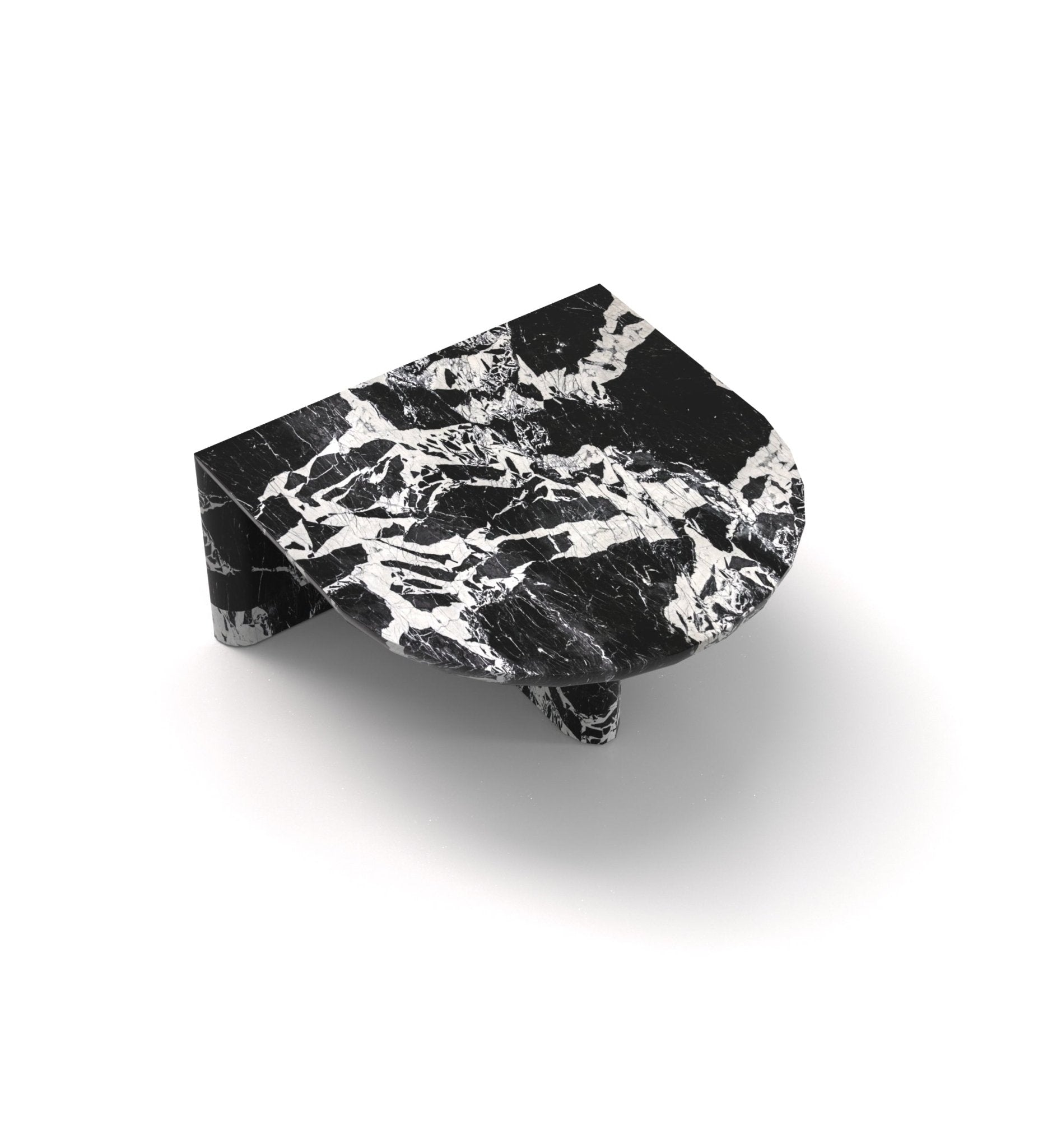 Black Marble Achilles Coffee Table Semicircular - Top View | Stonegems