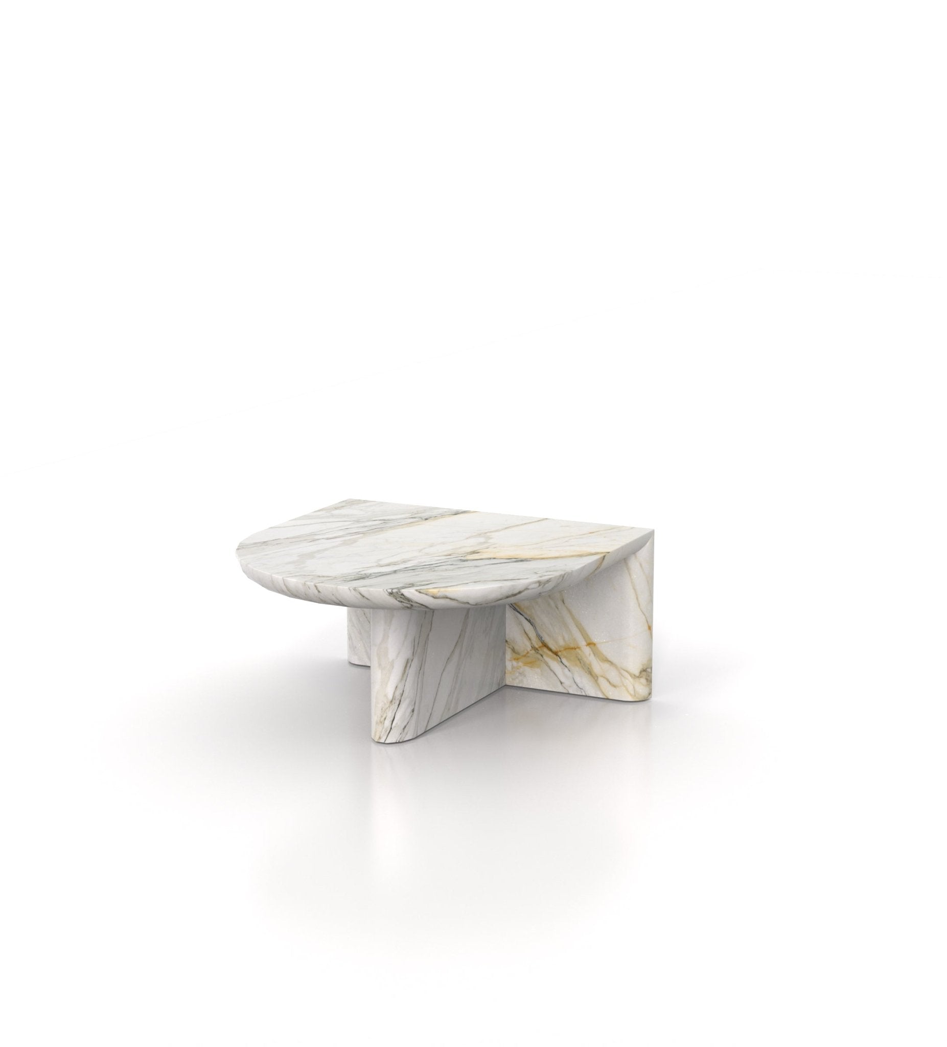 Semicircular Marble Stone Monolith Modern Coffee Table