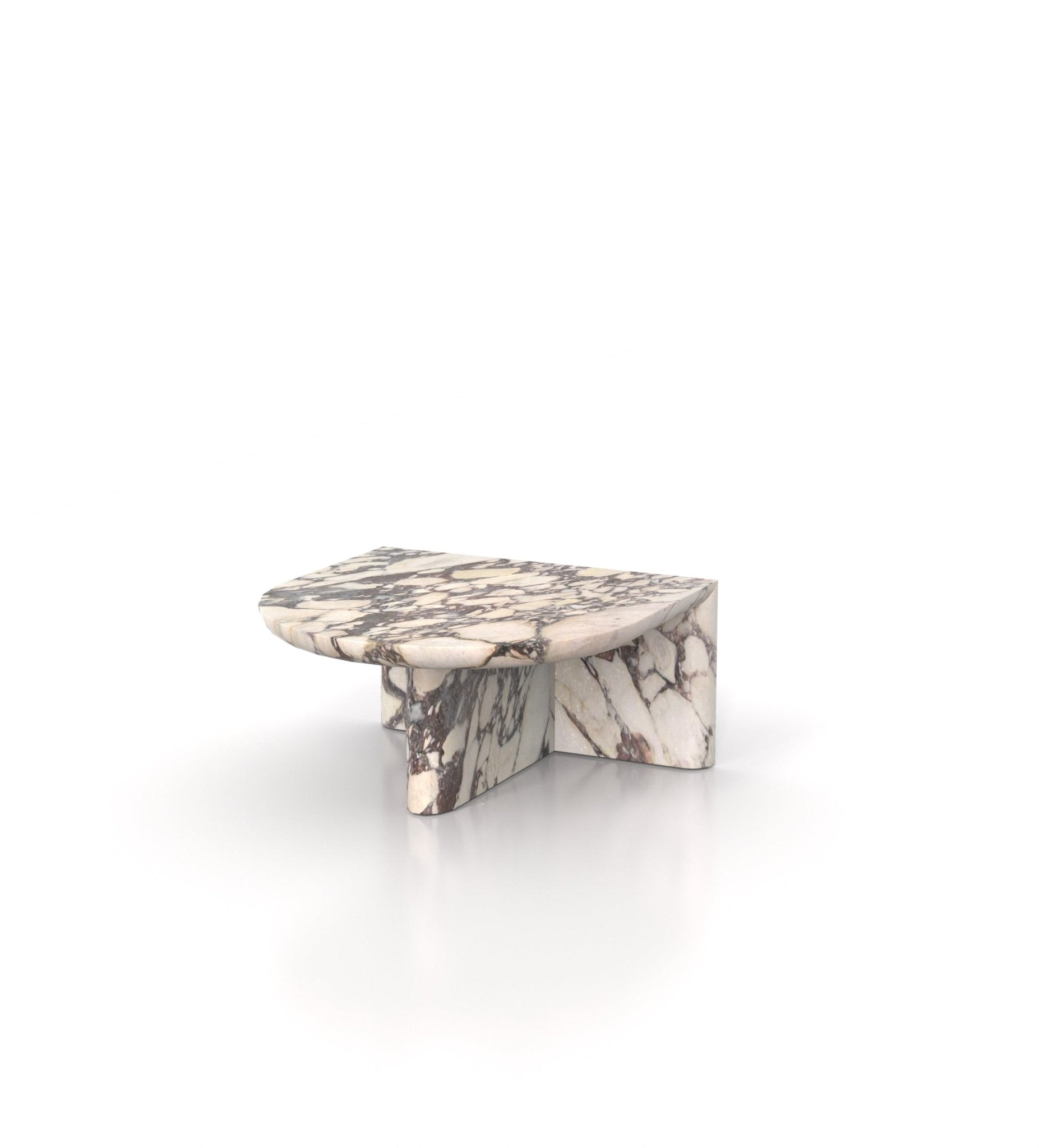 Cream Marble Achilles Coffee Table Semicircular - Side View | Stonegems