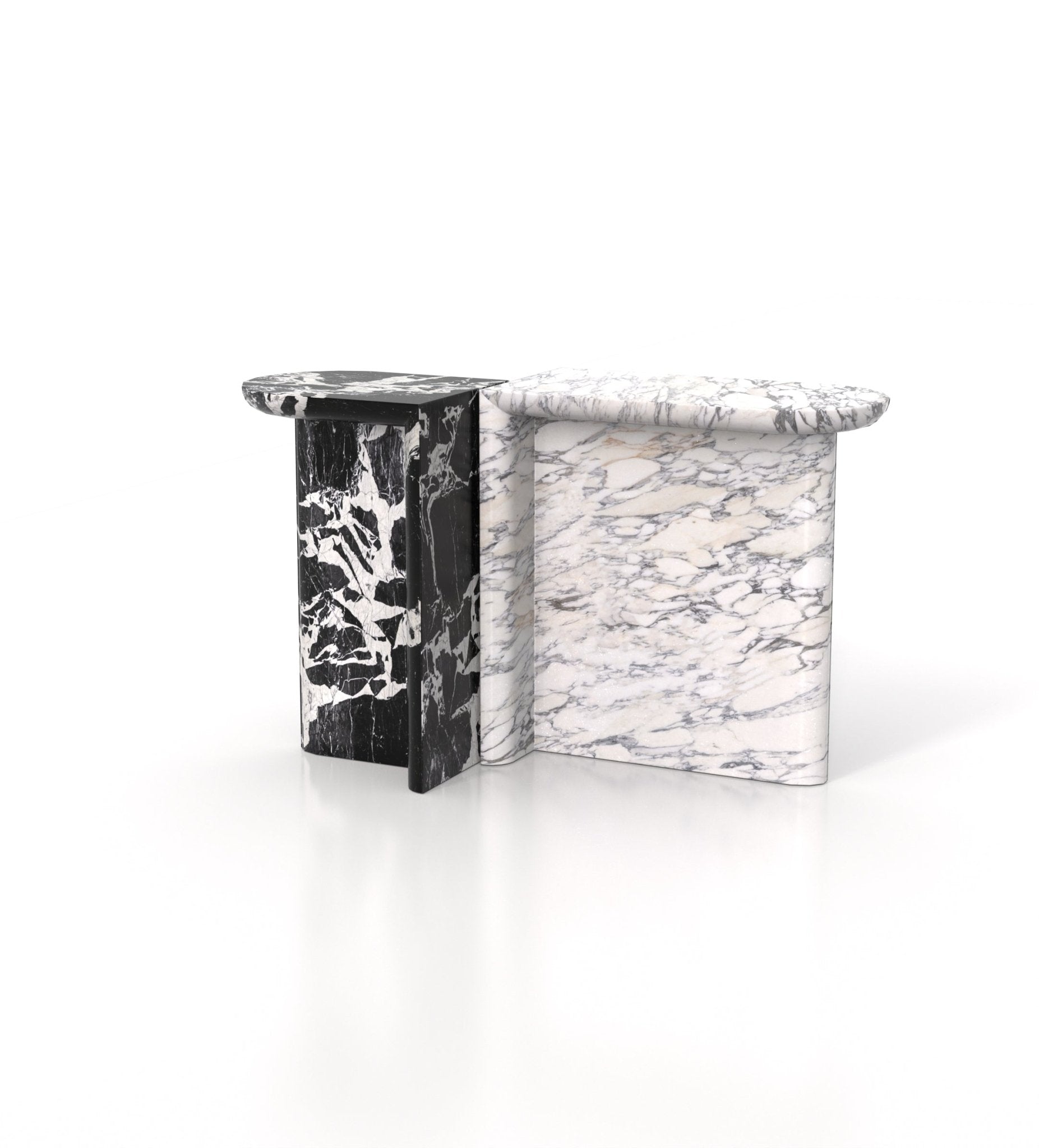 Marble Stone Achilles Console Tables - Mixed Finish Angle | Stonegems