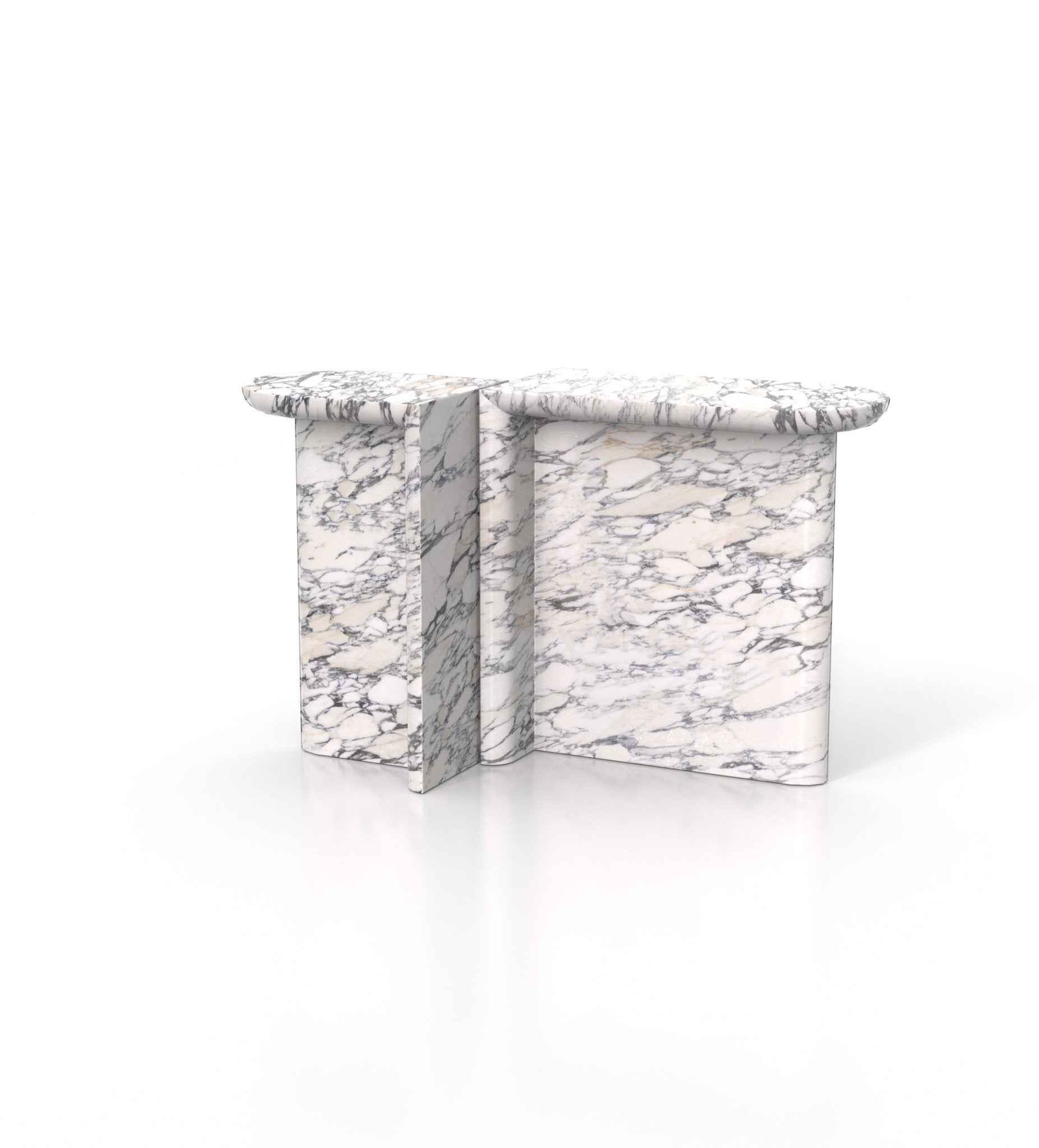 2-Piece Marble Stone Monolith Modern Console Table Set