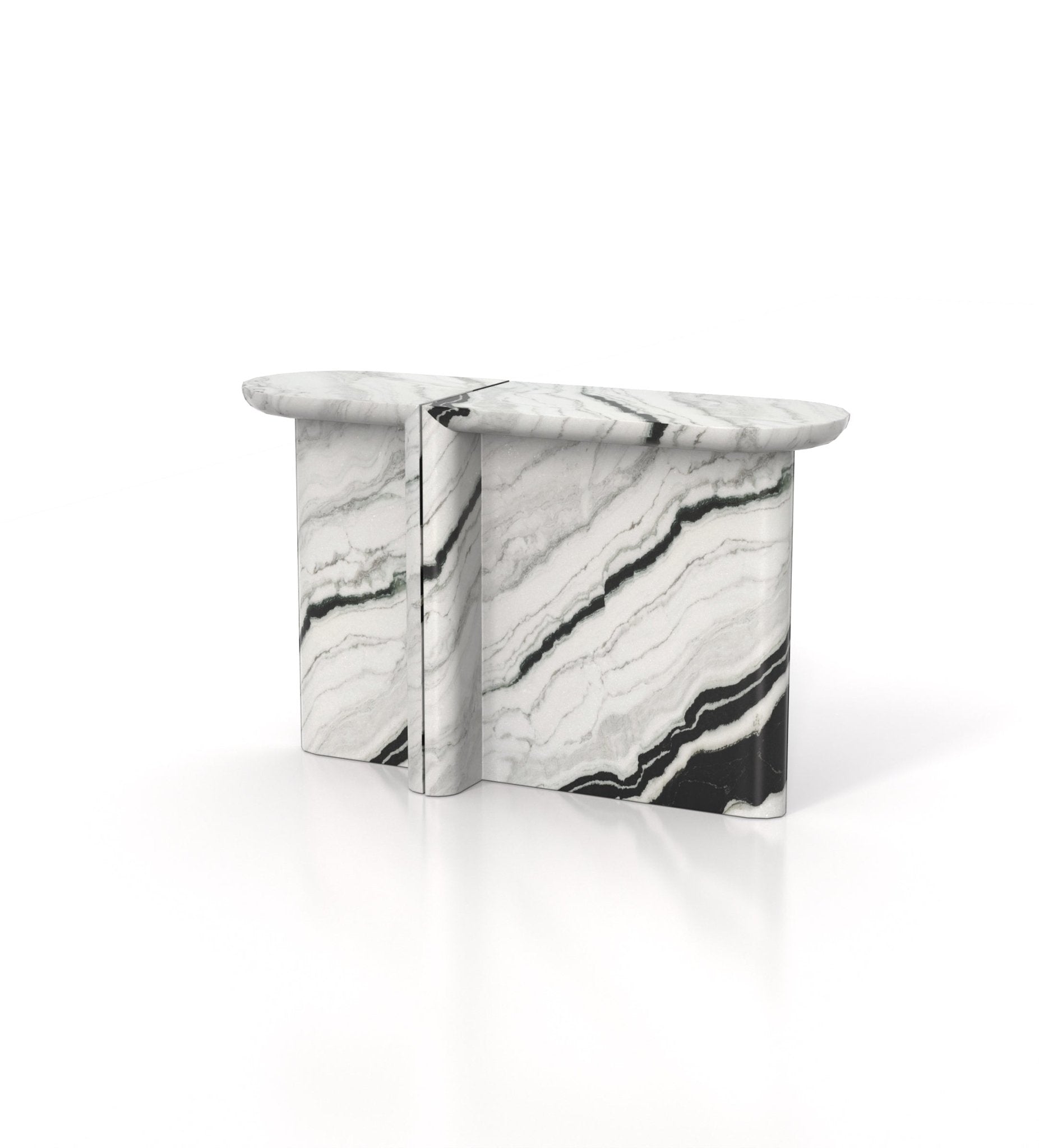 2-Piece Marble Stone Monolith Modern Console Table Set