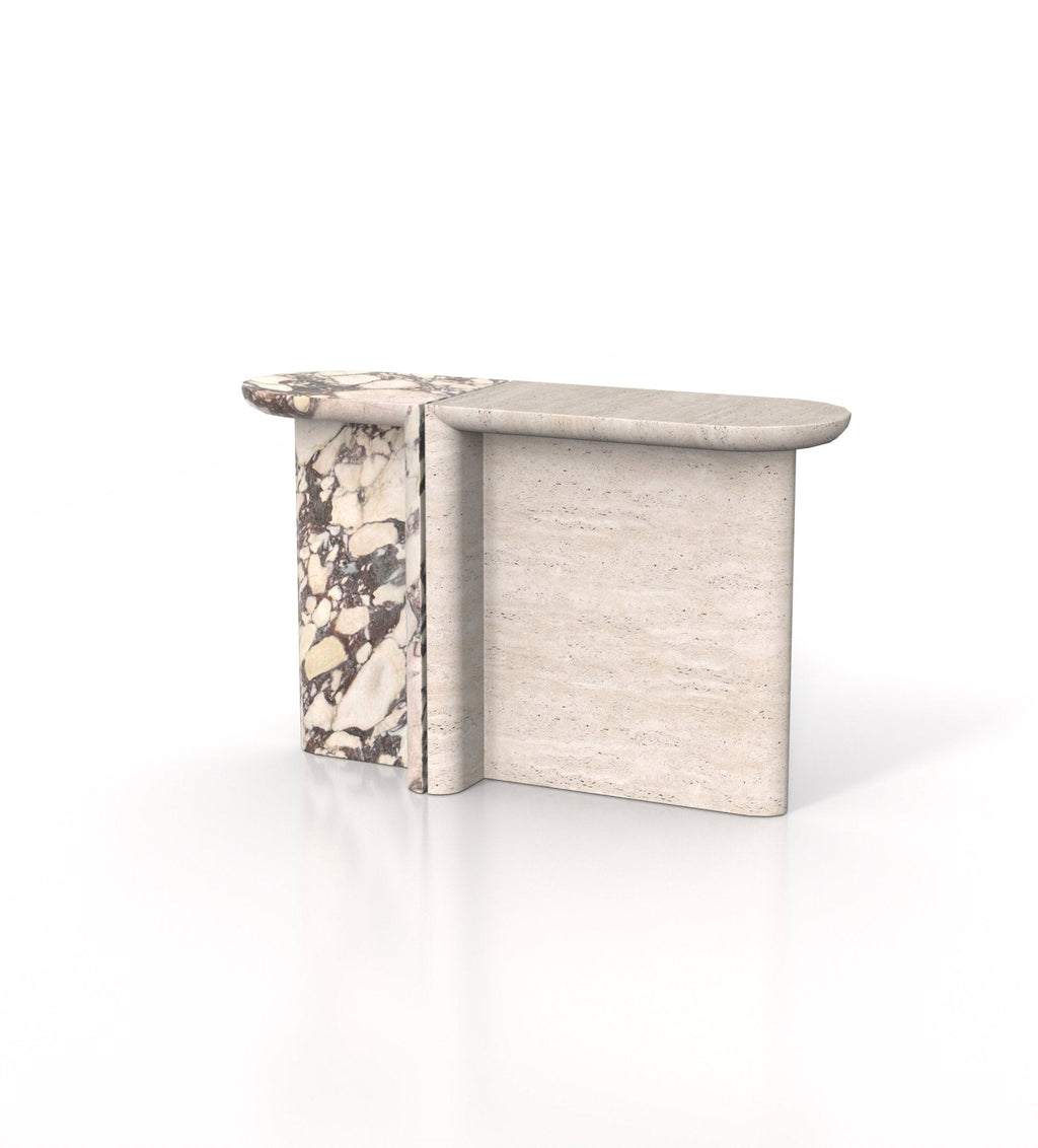 2-Piece Marble Stone Monolith Modern Console Table Set