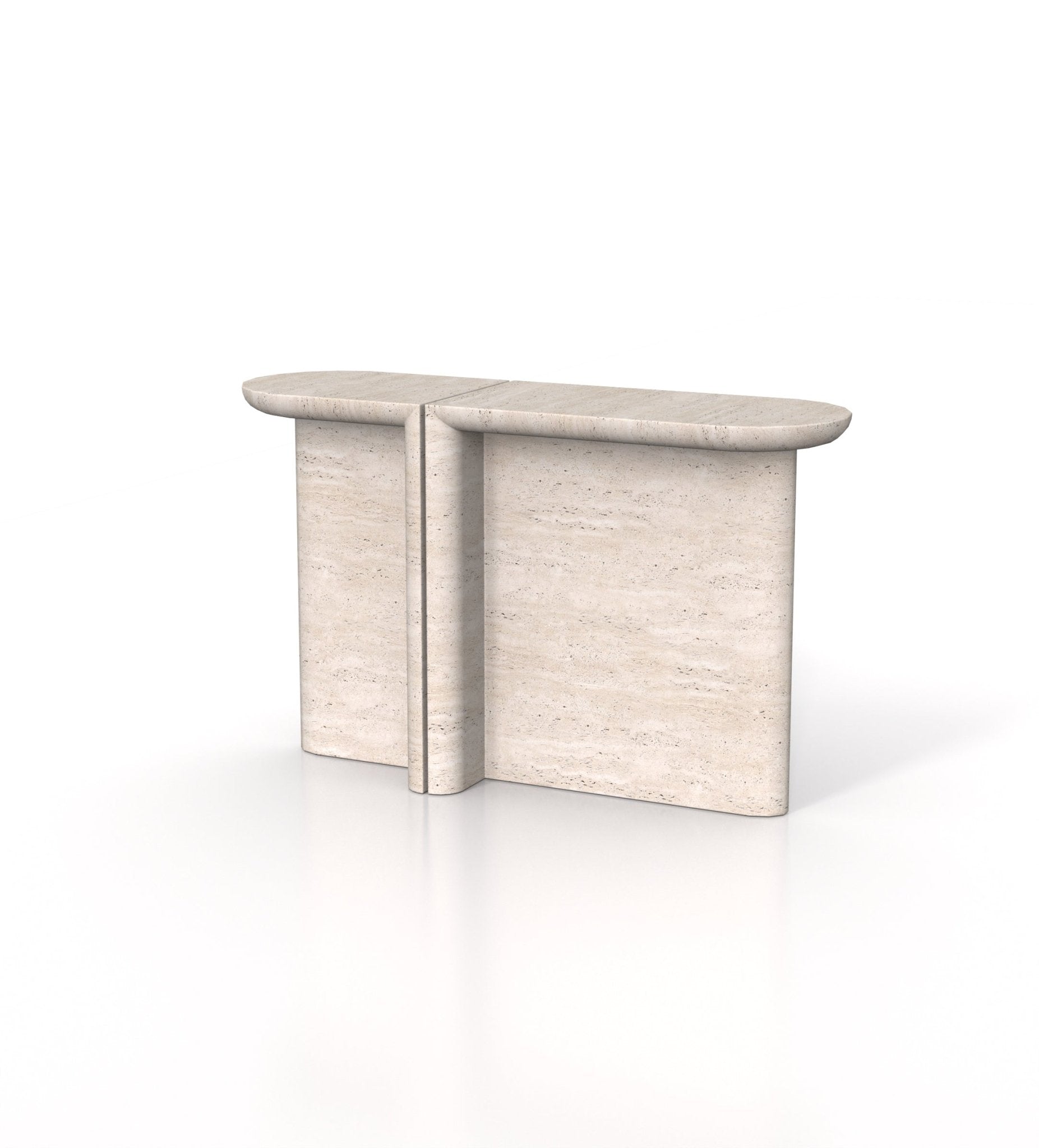 2-Piece Marble Stone Monolith Modern Console Table Set