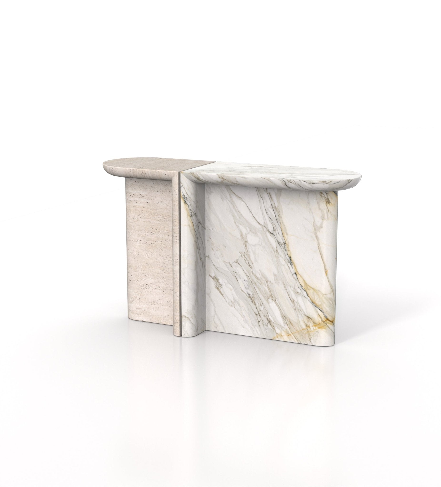 Calacatta Marble Achilles Console Set - Three Quarter View | Stonegems