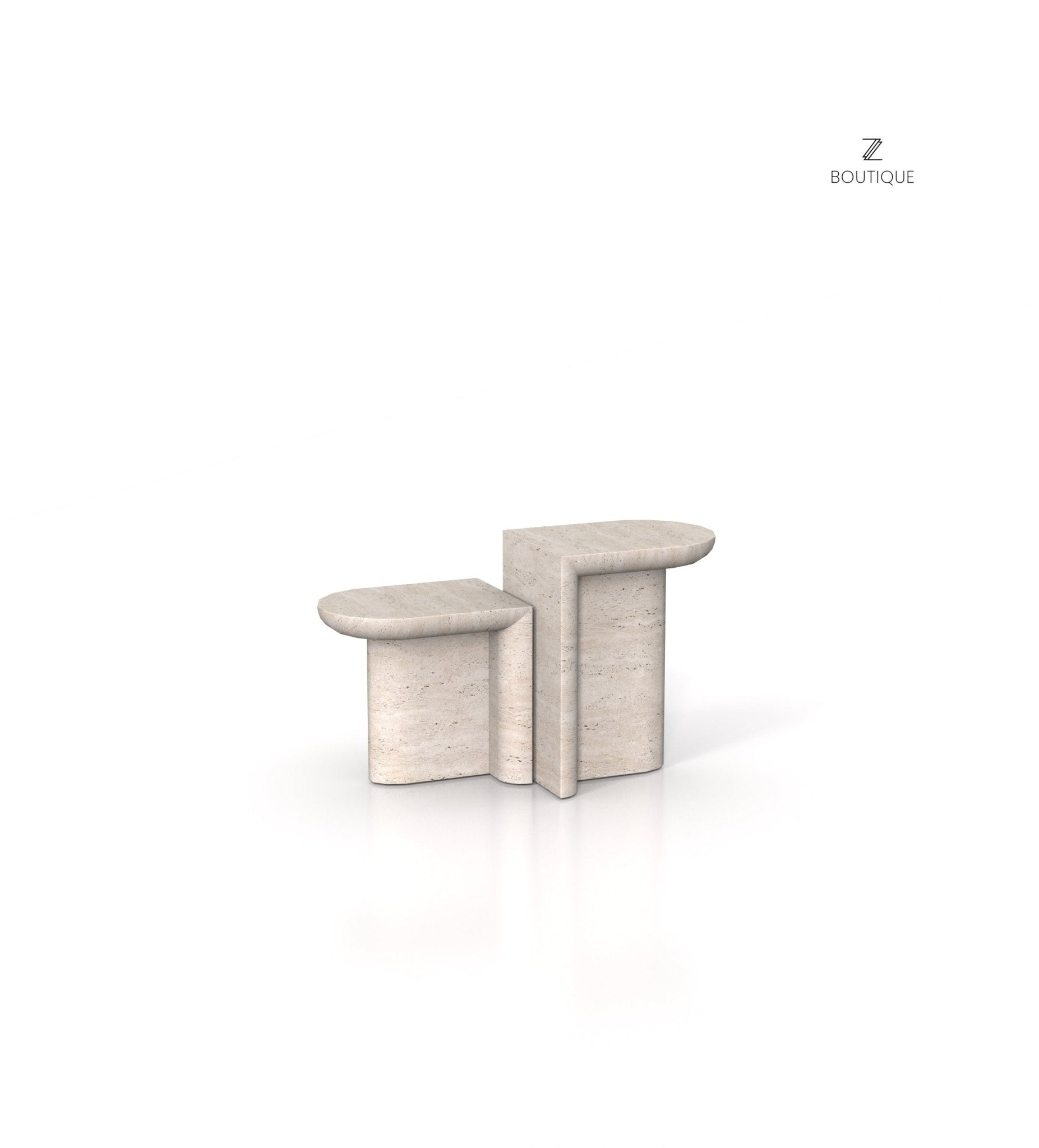 2-Piece Marble Stone Monolithic Side End Table