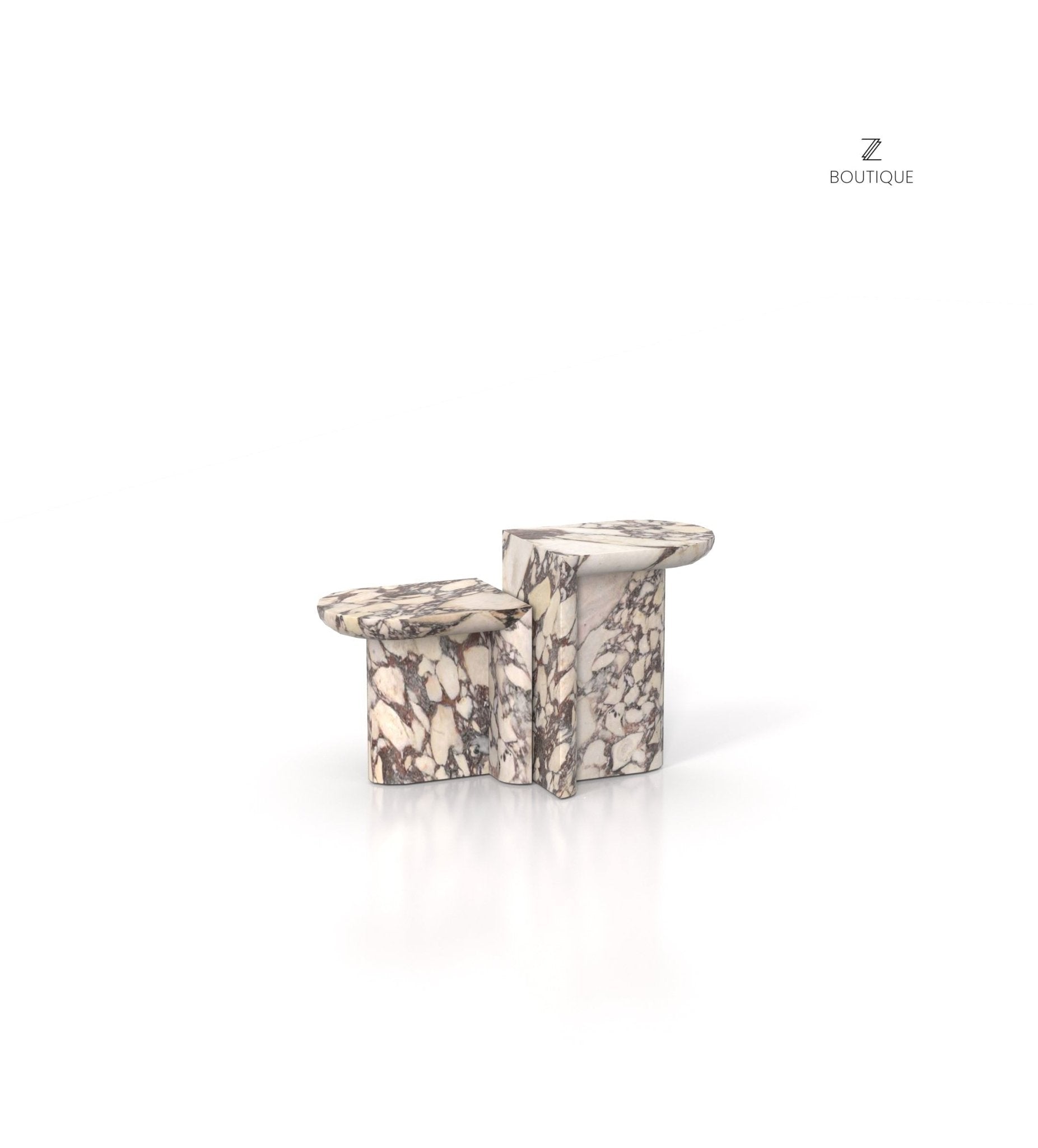 Calacatta Marble Achilles Side Tables - Three Quarter Angle | Stonegems