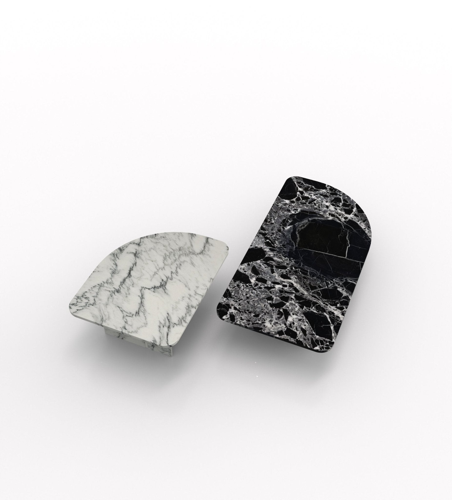 Arabescato & Black Marble Coffee Tables - Top View Display | Stonegems