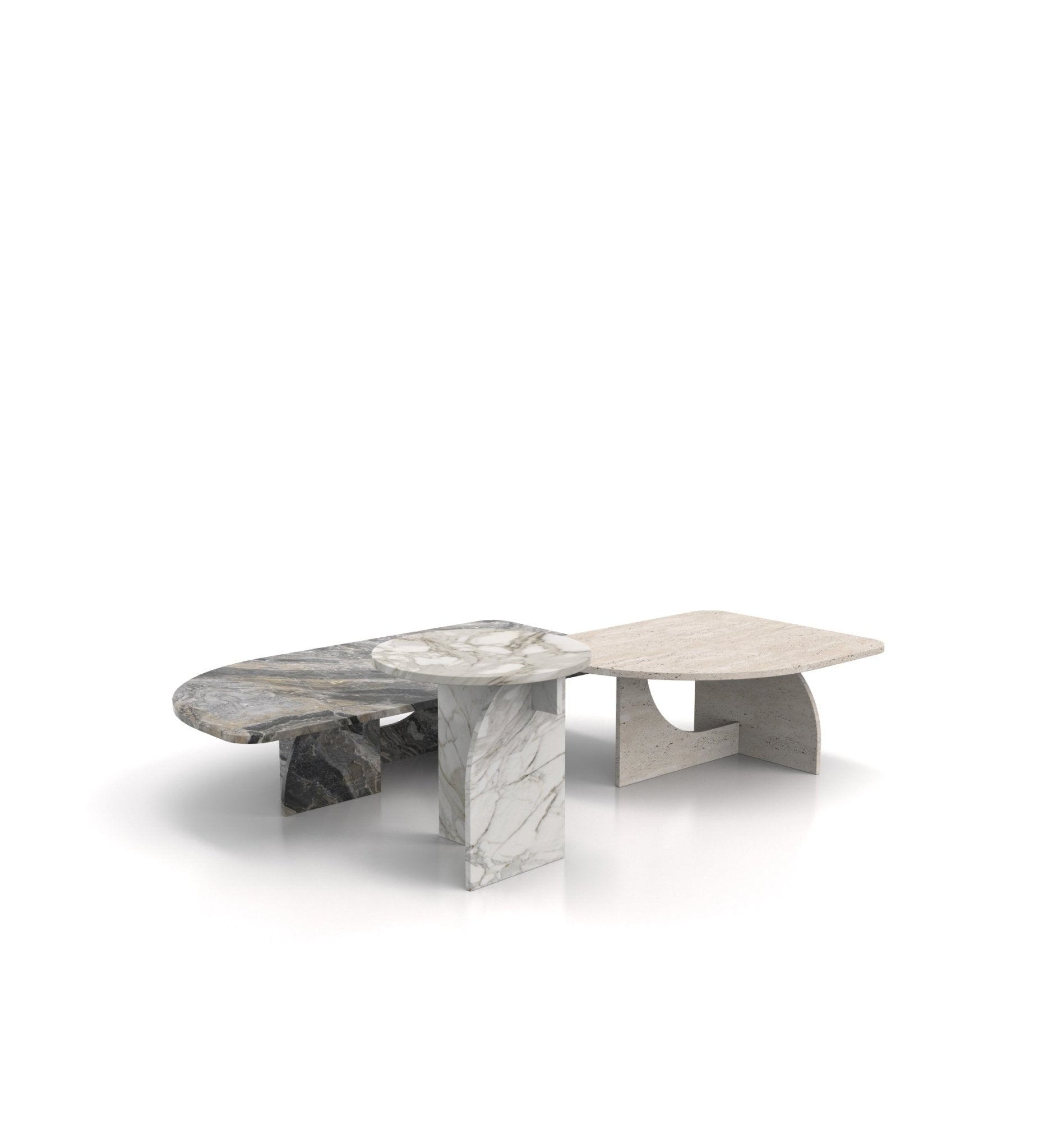 Multi-Marble Coffee Table Collection - Extended Side View | Stonegems