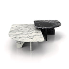 White & Black Marble Nesting Coffee Table Set - Perspective View | Stonegems