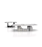 White Marble Oval Coffee Tables - Profile View | Stonegems