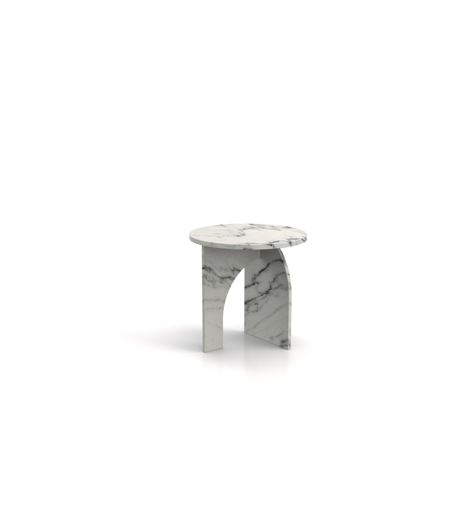Round Top Marble Stone Abstract Side End Table