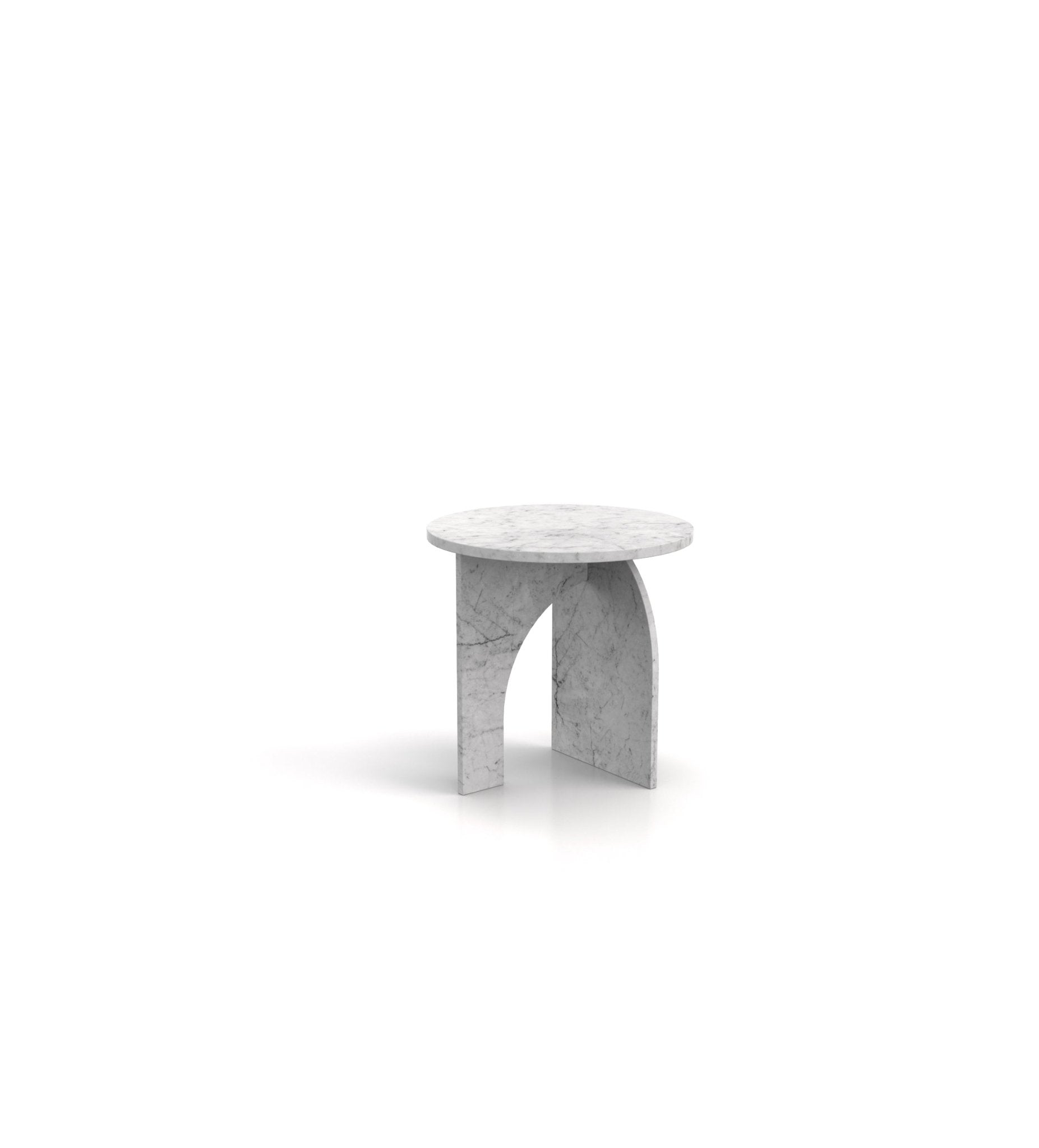 Round Top Marble Stone Abstract Side End Table