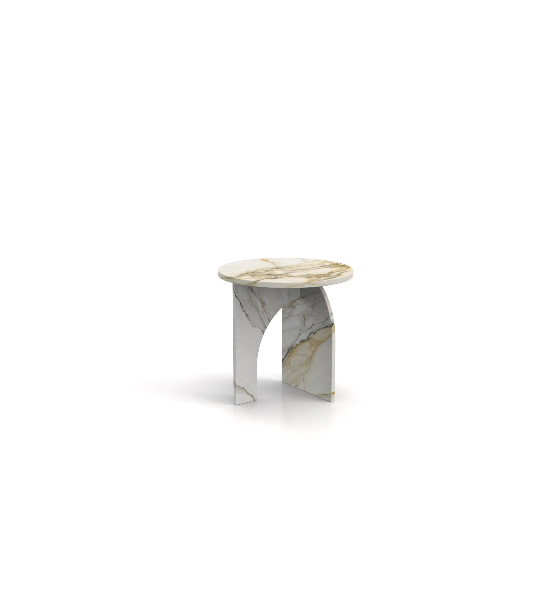 Round Top Marble Stone Abstract Side End Table