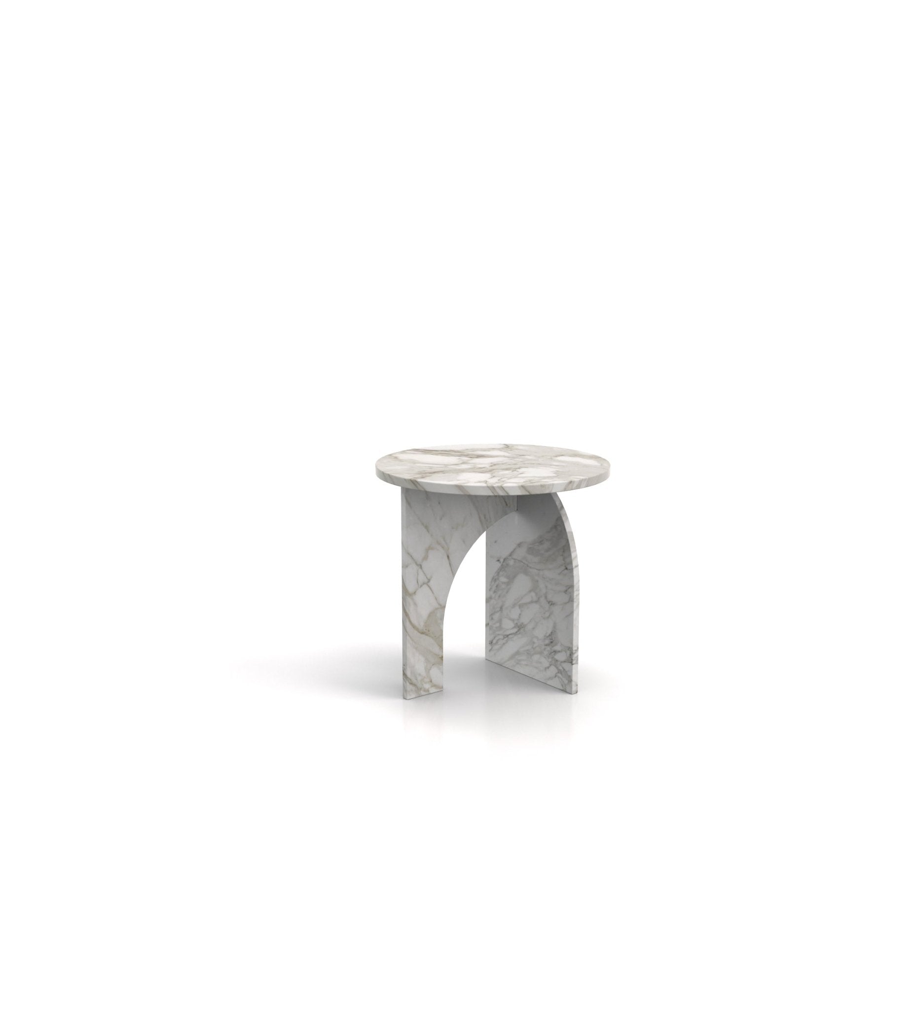 Round Top Marble Stone Abstract Side End Table