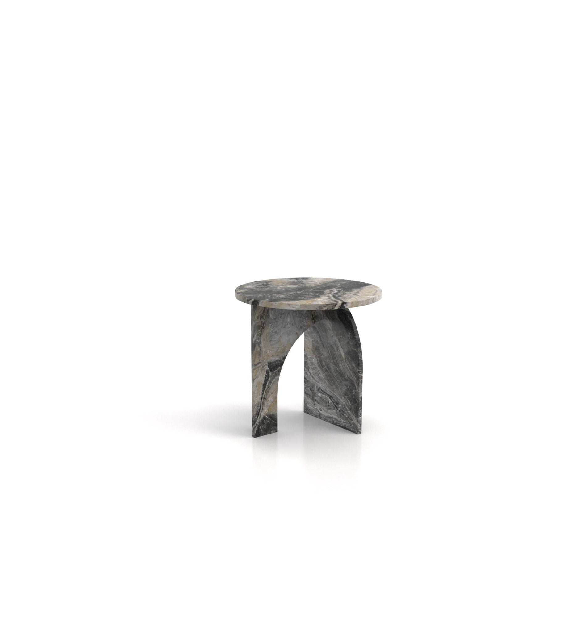 Round Top Marble Stone Abstract Side End Table