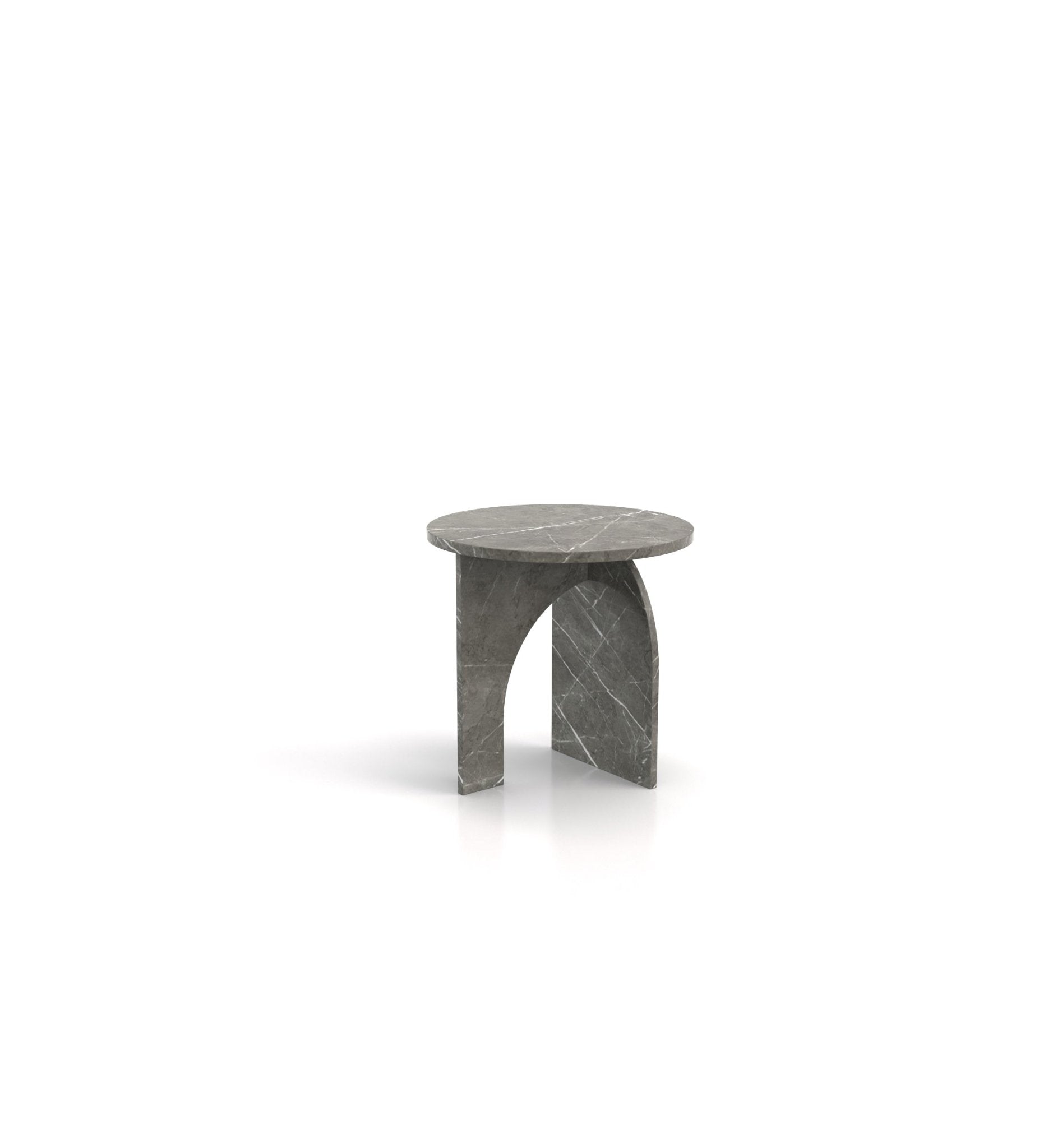 Round Top Marble Stone Abstract Side End Table