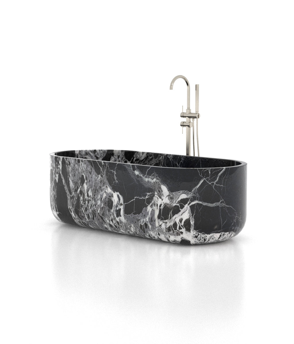 Grand Antique Marble Venere Bathtub - Side Profile with Bold Black Veining | Stonegems