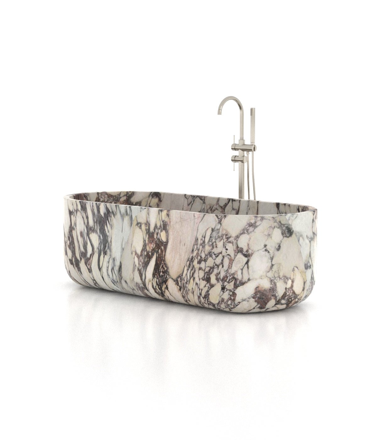 Calacatta Viola Marble Venere Bathtub - Three Quarter View with Dramatic Veining | Stonegems